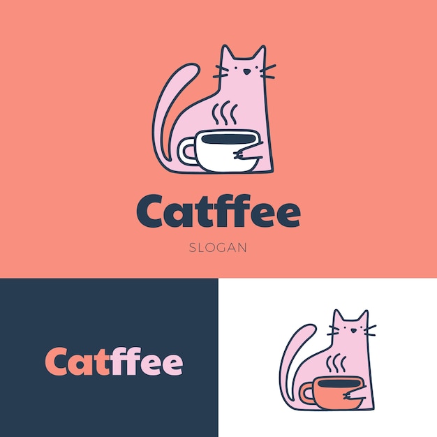Дизайн шаблона логотипа кошка