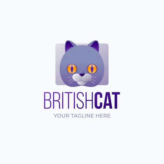 無料ベクター 猫のロゴのテンプレートデザイン