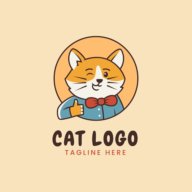 Vettore gratuito disegno del modello di logo del gatto