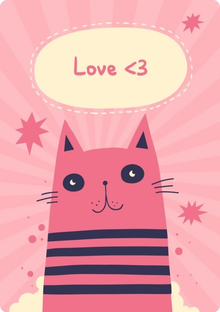 Vettore gratuito cat love card