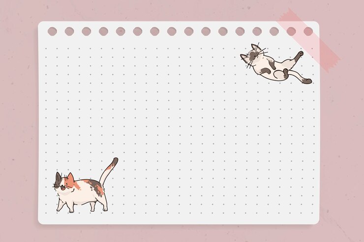 무료 Vector 고양이 연인 패턴 점선 메모 용지 서식 파일