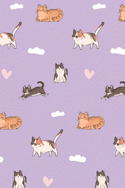 Бесплатное векторное изображение Любитель кошек узорчатый фон шаблона