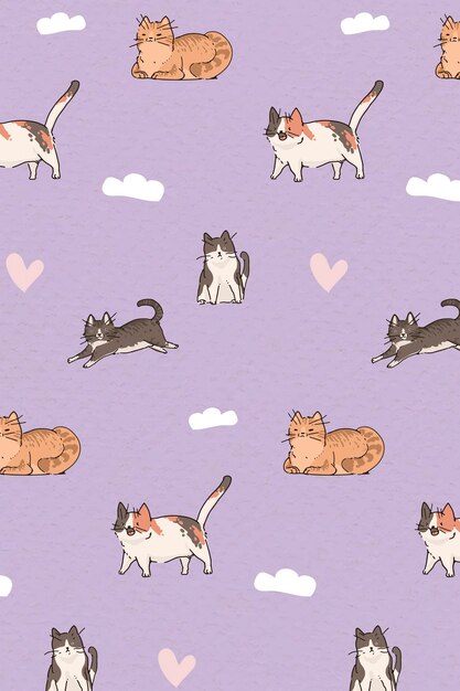 猫のパターンの背景 無料のベクター