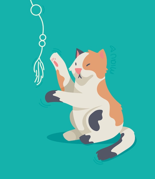 Бесплатное векторное изображение Кошка играет с игрушкой