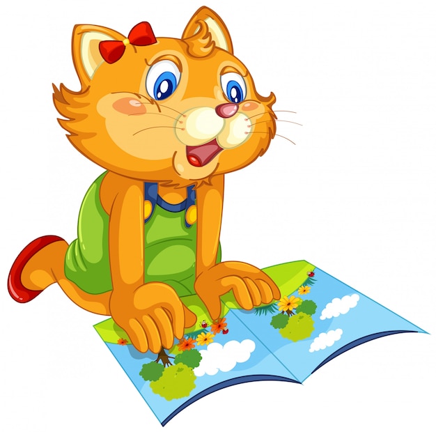 Free vector a cat reading book