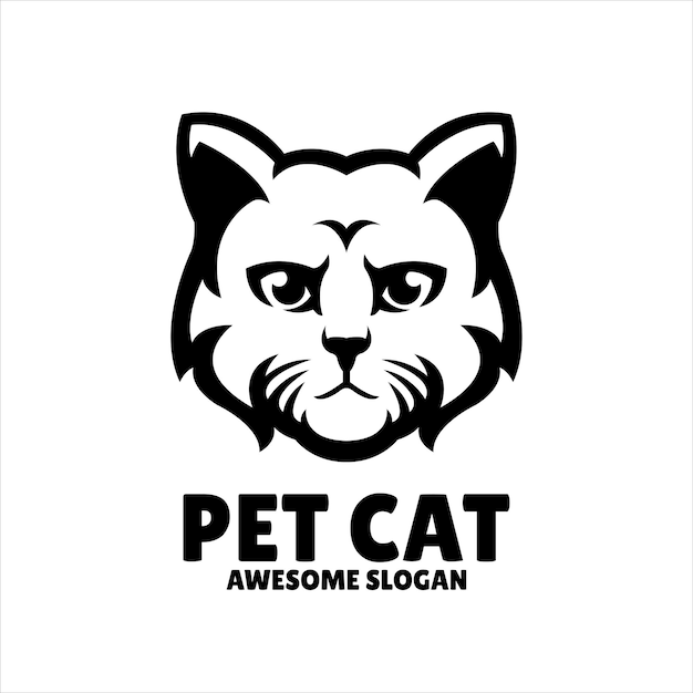 Vettore gratuito illustrazione del design del logo della mascotte semplice del gatto