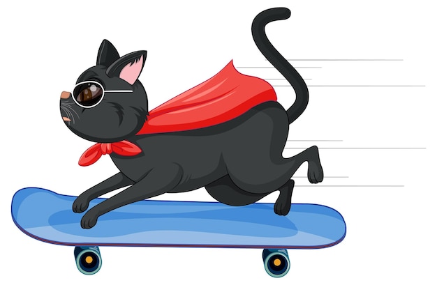 Кот на скейтборде мультипликационный персонаж