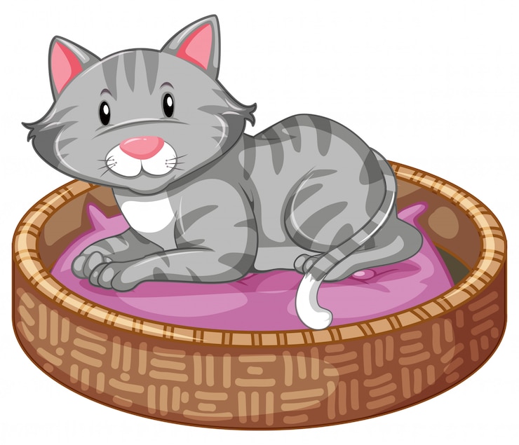 무료 Vector 고양이 침대에서 자 고.