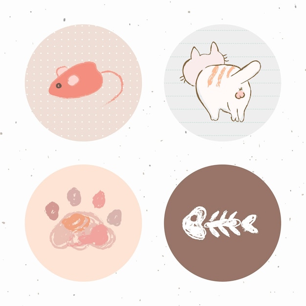 Free vector cat story highlights icon set for social media vector