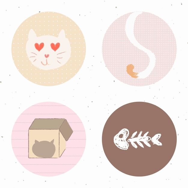 Free Vector  Cute cat story highlights icon for social media vector