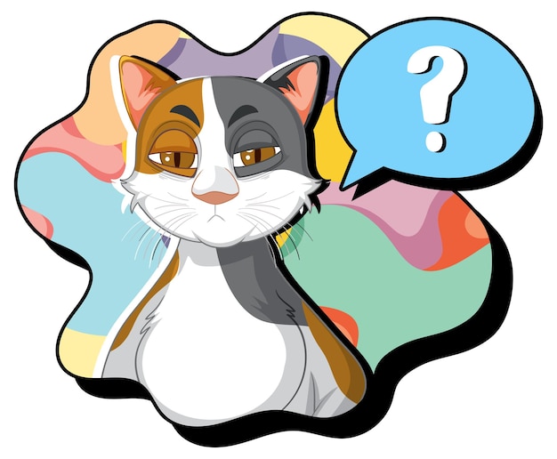 Free vector a cat thinking with question mark in callouts