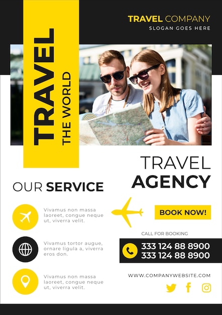 Catchy travelling sales flyer template with photo