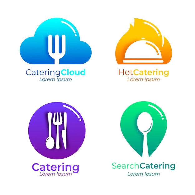 Бесплатное векторное изображение Коллекция шаблонов логотипа кейтеринга