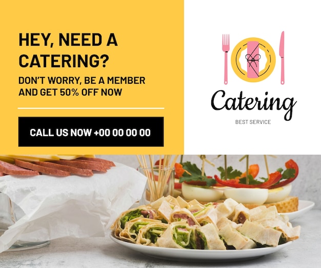 Free vector catering masters square banner