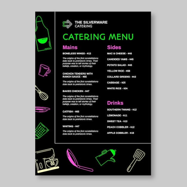 Catering menu design template