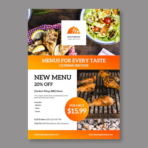 Free vector catering menu offer flyer