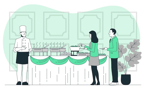 Бесплатное векторное изображение Иллюстрация концепции обслуживания общественного питания