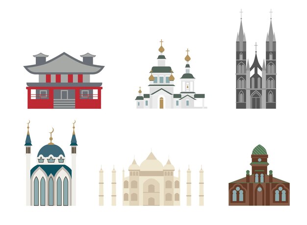 Cathedrals and churches vector religion symbols