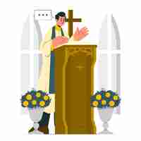 Free vector catholic priest concept illustration