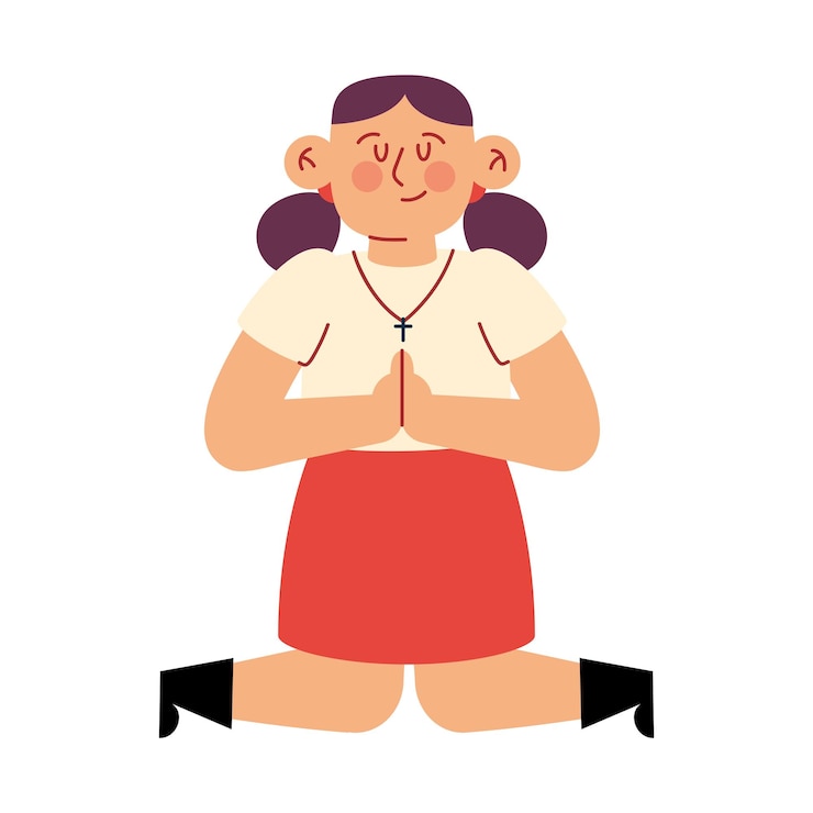 免費 Vector 天主教女祷告的插图