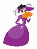 Бесплатное векторное изображение Катрина в фиолетовом платье.