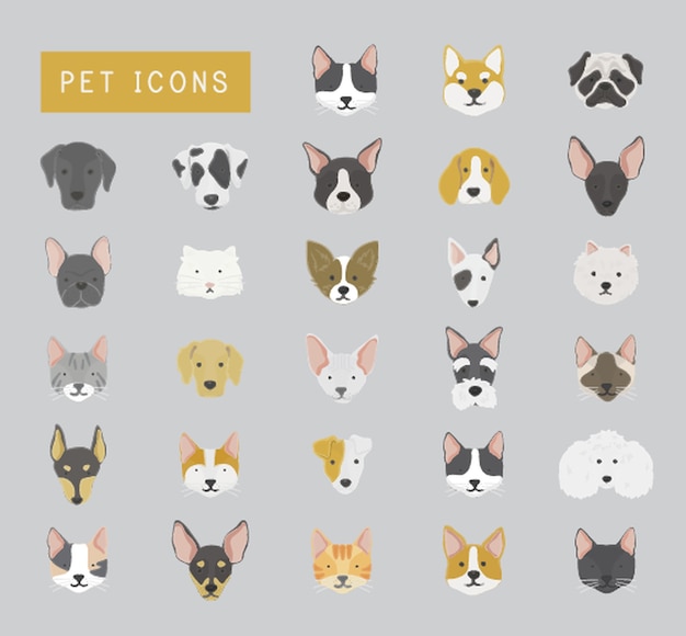 Cats and dogs icon collection