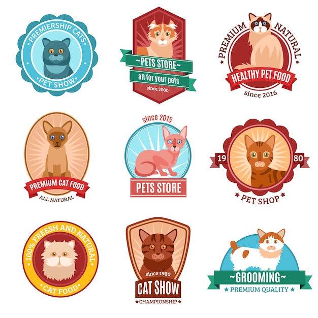 Free vector cats emblem set