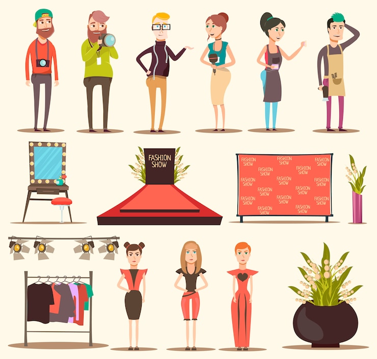 Free Vector catwalk show elements collection
