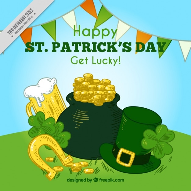 Cauldron background and traditional elements of saint patrick