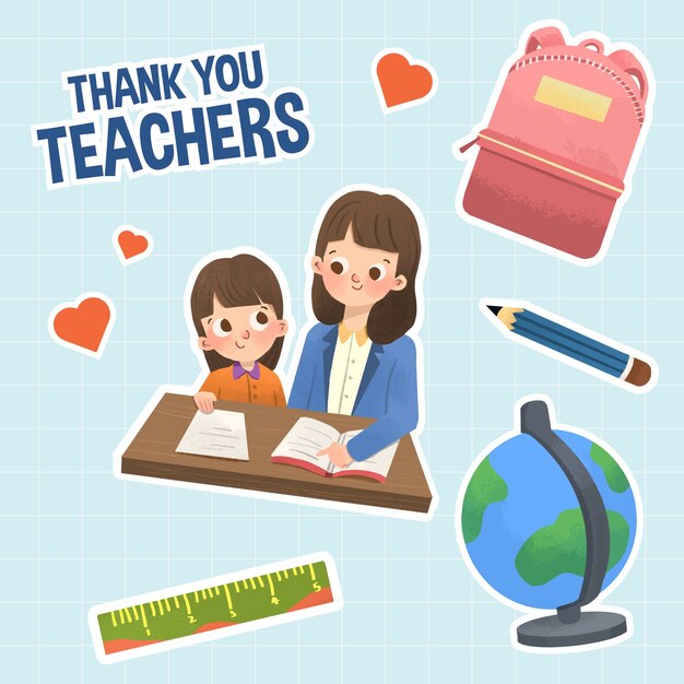 Ccartoon sticker with teacher's day concept design
