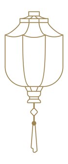 천장 걸이 램프. 중국 등불. 흰색 배경에 고립 된 선형 아이콘