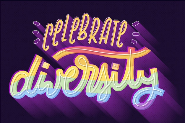 Free vector celebrate diversity pride day lettering