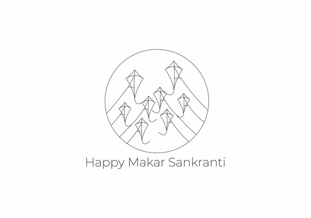 Celebrate Makar Sankranti Background with Colorful Kites with Manja.