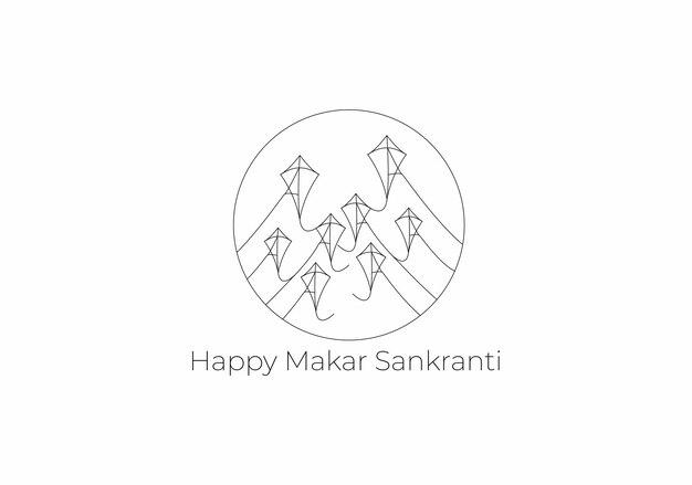 Manja와 함께 다채로운 연으로 Makar Sankranti 배경을 축하합니다.