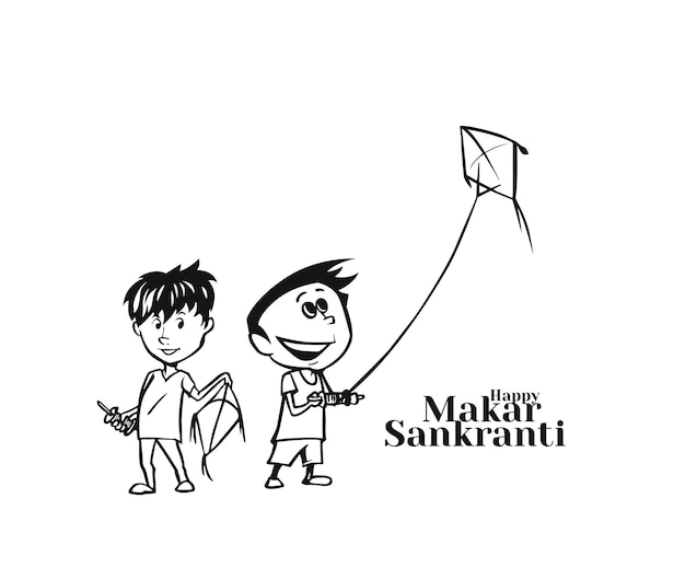 Celebrate Makar Sankranti Background with Colorful Kites with Manja.
