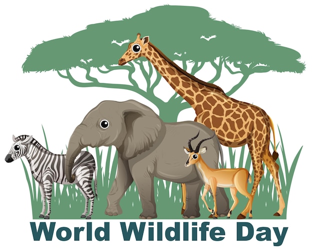 Free vector celebrating diversity on world wildlife day