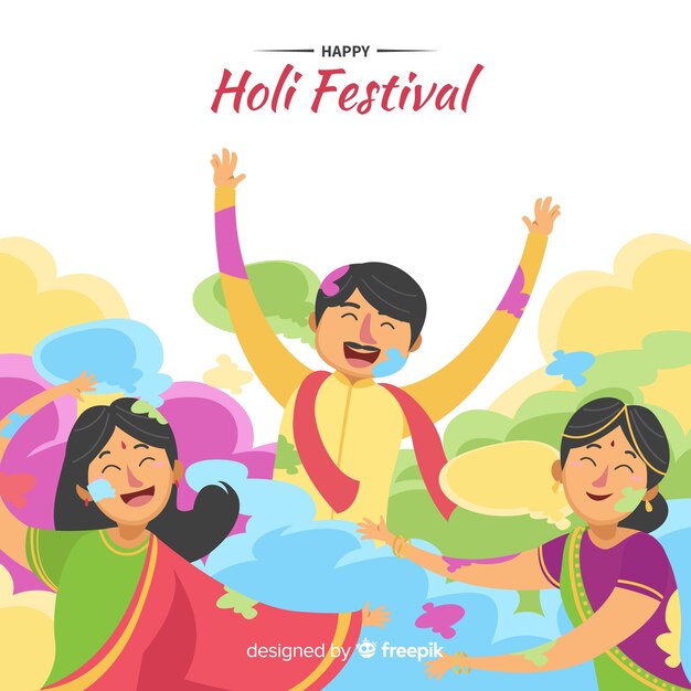 Celebrating people holi festival background