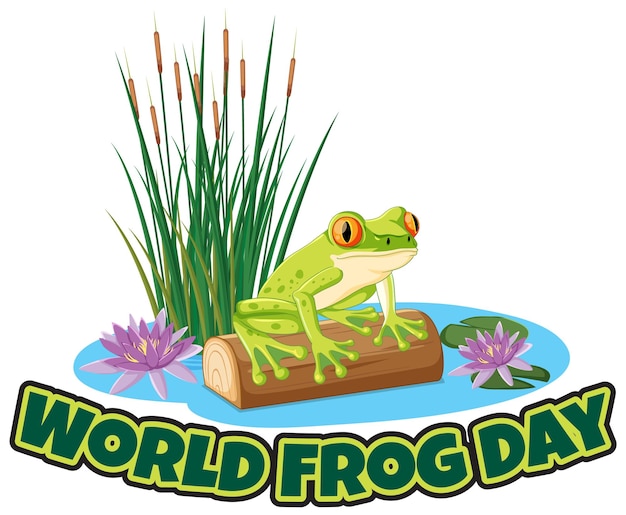 Free vector celebrating world frog day illustration