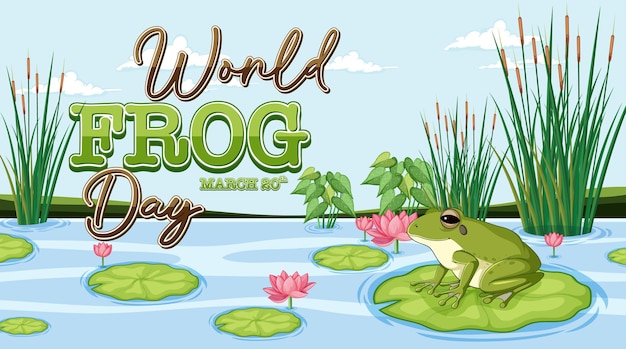 Free vector celebrating world frog day illustration