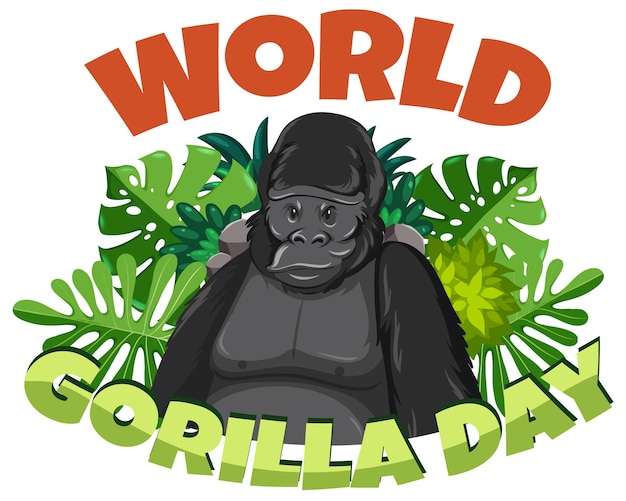 Vettore gratuito illustrazione per celebrare la giornata mondiale dei gorilla