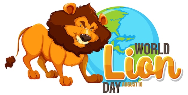 Free vector celebrating world lion day illustration