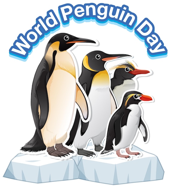 Free vector celebrating world penguin day illustration