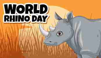 Free vector celebrating world rhino day illustration