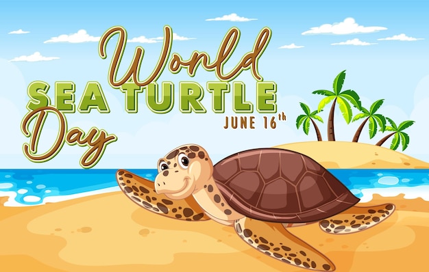 Free vector celebrating world sea turtle day