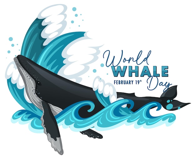 Vettore gratuito illustrazione per celebrare la giornata mondiale della balena