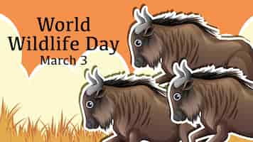 Vettore gratuito illustrazione per celebrare la giornata mondiale della fauna selvatica