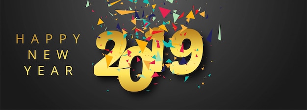 Celebrazione 2019 colorato felice anno nuovo banner design