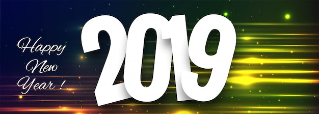 Vettore gratuito celebrazione 2019 colorato felice anno nuovo banner design