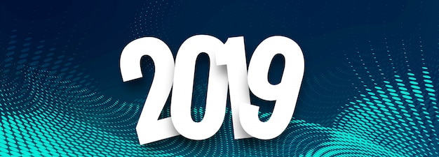 Бесплатное векторное изображение Празднование 2019 года красочный дизайн баннера с новым годом