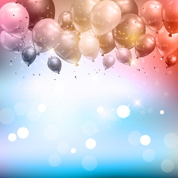 Celebration background of balloons and confetti